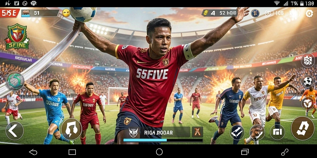 Tampilan gameplay seru dalam 55FIVE dengan berbagai mode olahraga.