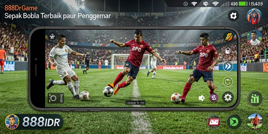 Tampilan gameplay mendebarkan di lapangan sepak bola.