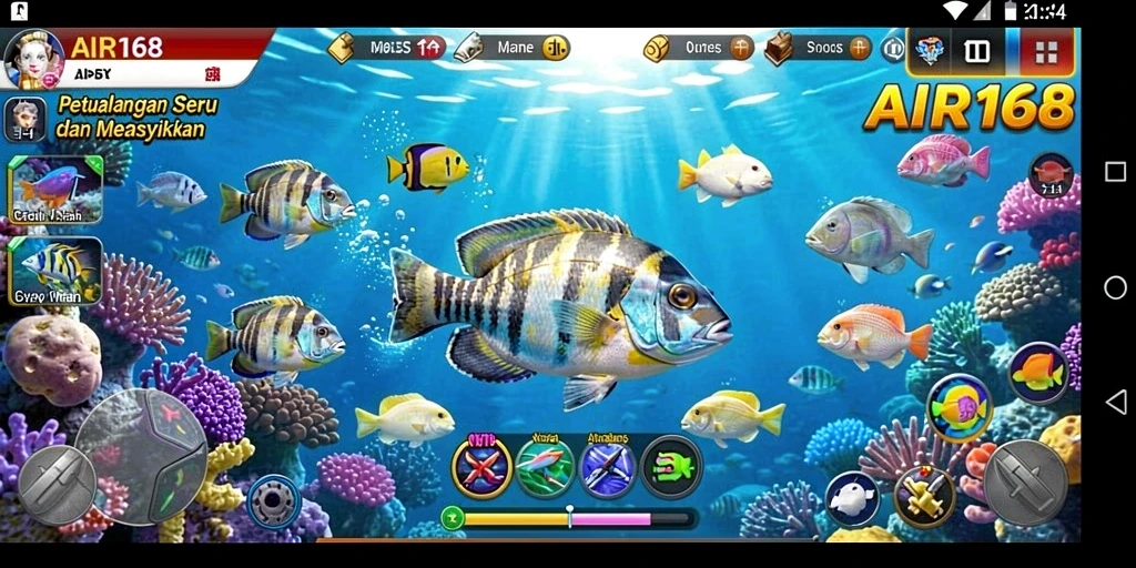 Gameplay Tembak Ikan dengan grafik yang menakjubkan dan efek suara yang realistis.