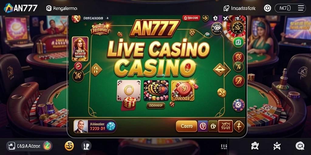 Screenshot AN777 menunjukkan dealer langsung dan pengalaman bermain yang mendebarkan.