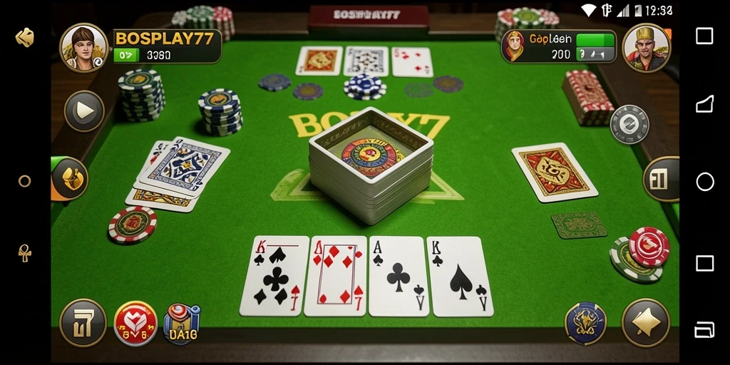 Tampilan seru dari gameplay Gaple di BOSPLAY77.