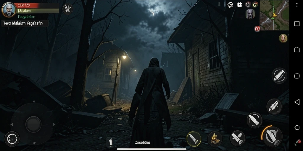 Tampilan gameplay CERI123 dengan suasana horor yang kental.