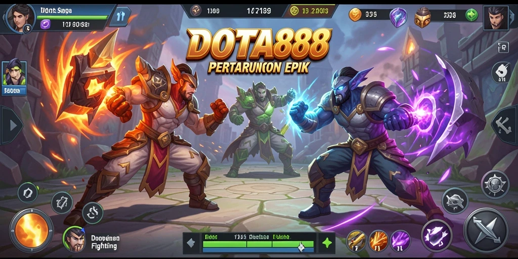 Gameplay seru DOTA88 dengan pertarungan intens antar karakter.