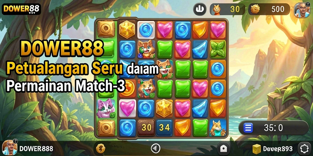 Tampilan seru gameplay <strong>DOWER88</strong> dengan kombinasi batu berwarna.