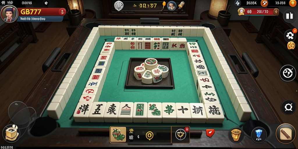 Screenshot gameplay GB777 menampilkan pertempuran ubin Mahjong yang seru.