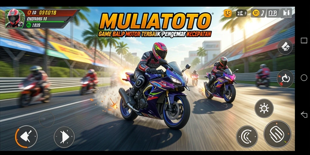 Gameplay mendebarkan MULIATOTO dengan balapan motor yang seru.