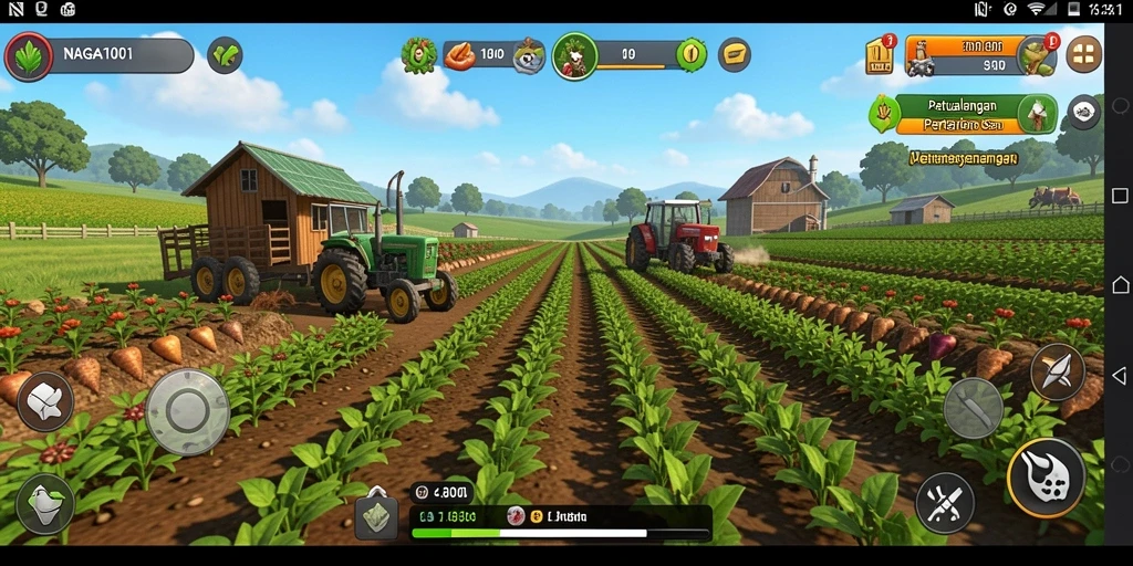 Tampilan gameplay seru dalam NAGA1001 saat bertani.