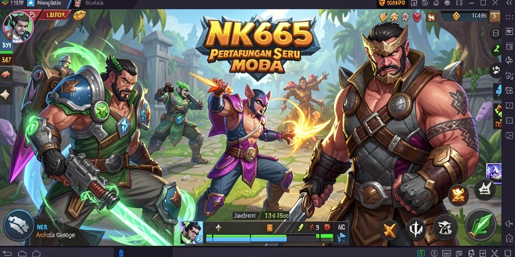 Tangkapan layar gameplay NK666 yang menampilkan pertarungan intens antar tim.