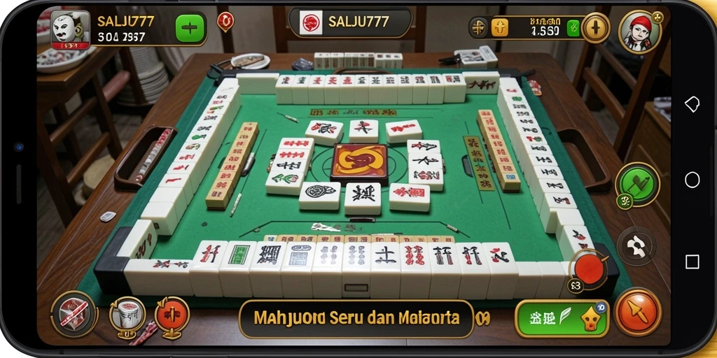 Tampilan gameplay SALJU777 yang menarik saat mencocokkan ubin Mahjong.