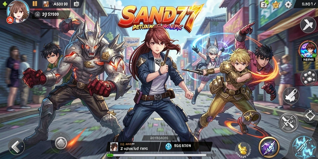 Gameplay seru SAND77 dengan karakter anime yang menawan.