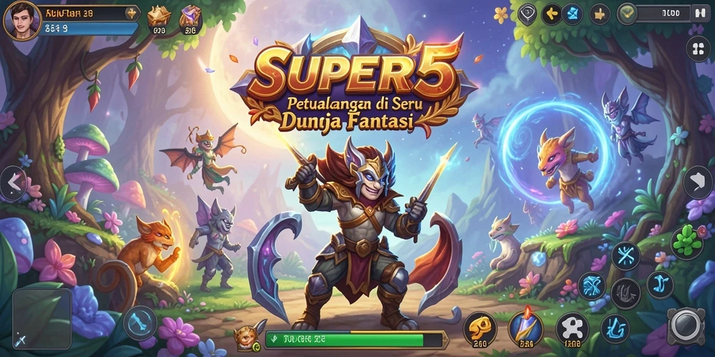 Tampilan gameplay SUPER5 yang menarik dan penuh petualangan.
