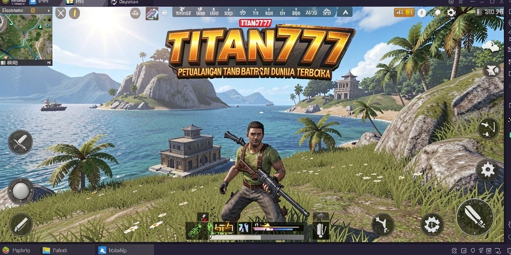 Screenshot utama TITAN777 menampilkan aksi eksplorasi di dunia terbuka.