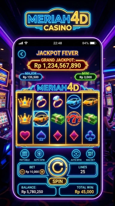 Tampilan aplikasi meriah4d di perangkat Android.